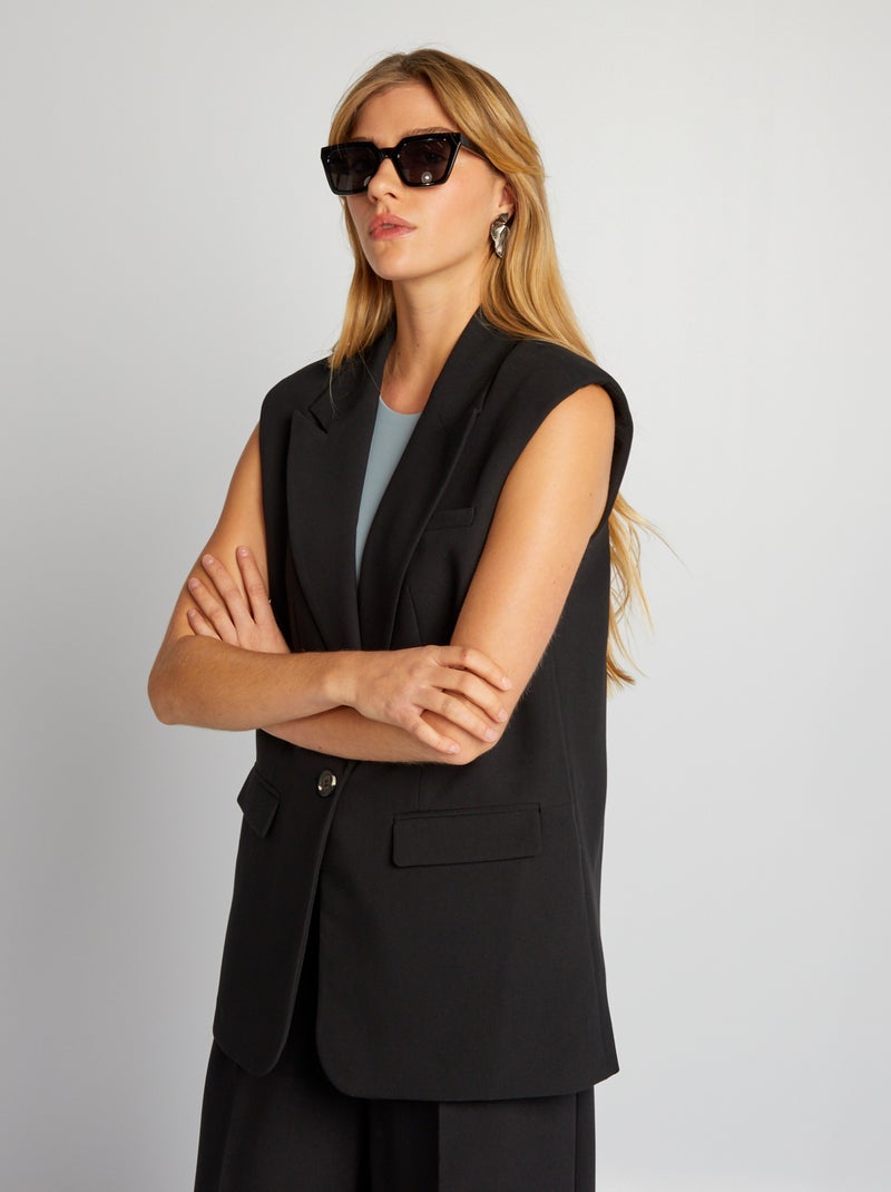 Casaco tipo blazer sem manga Preto - Kiabi
