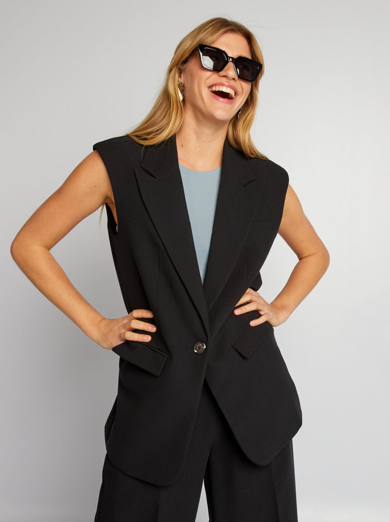 Casaco tipo blazer sem manga Preto - Kiabi