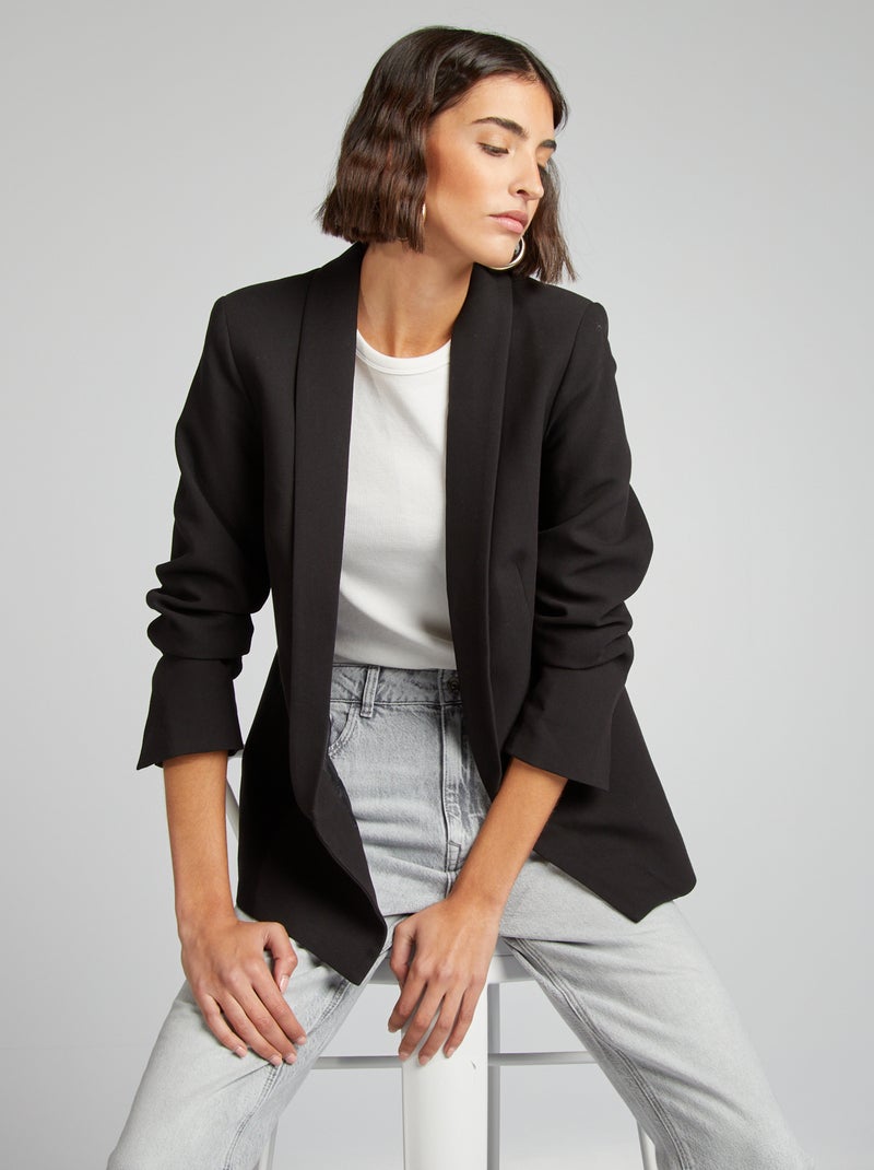 Casaco tipo blazer semi-comprido Preto - Kiabi
