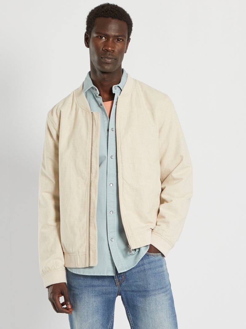 Casaco tipo bomber liso BEGE - Kiabi