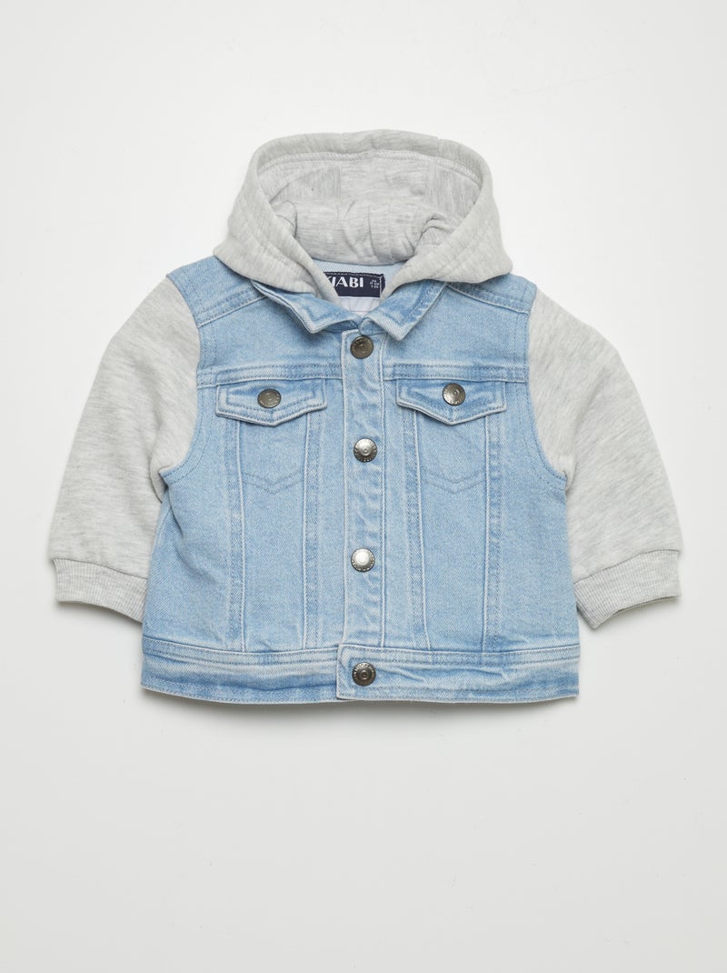 Casaco tipo sweatshirt bi-matéria AZUL - Kiabi