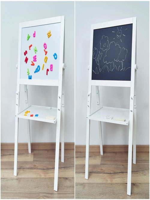 Cavalete de pintura 2 em 1 em madeira – quadro magnético e ardósia - Kiabi