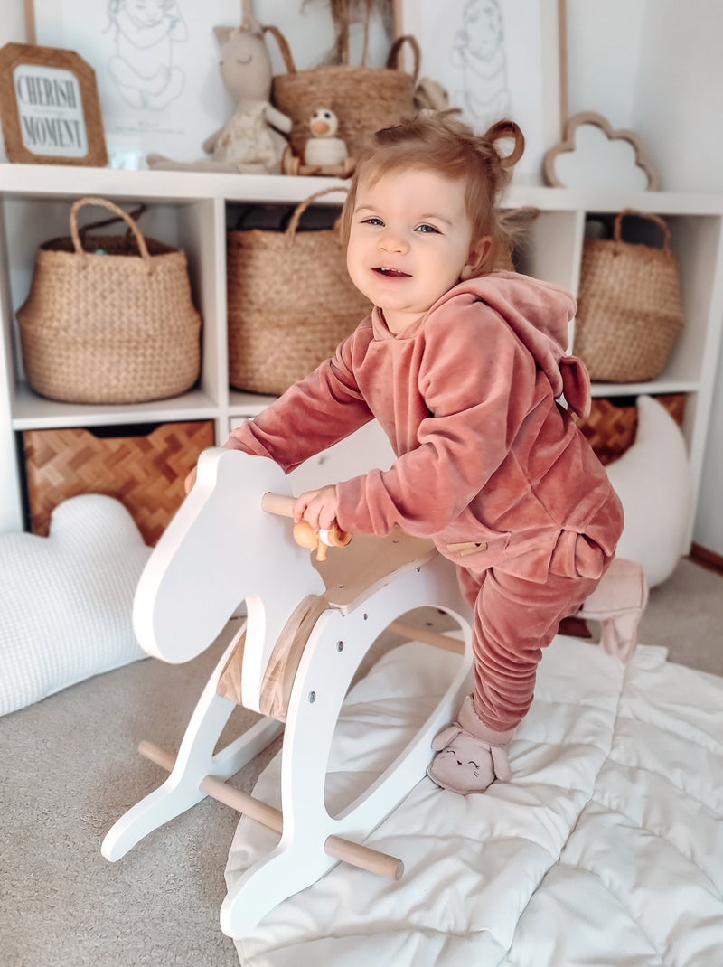 Cavalo de baloiço de madeira branco "estrela" – design minimalista a partir dos 12 meses Branco - Kiabi