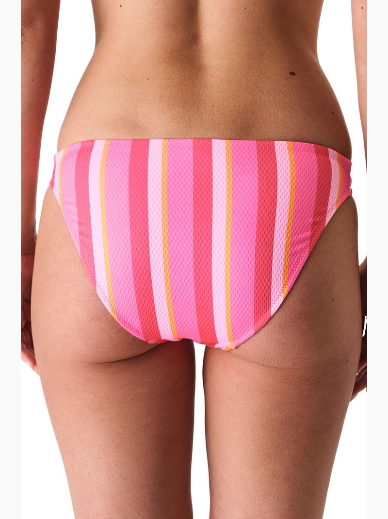 Celinda cueca de biquíni elegante às riscas texturizada de cintura média penti Rosa-fluo - Kiabi