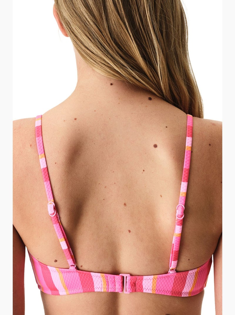 Celinda top de biquíni às riscas texturizado com decote em v profundo penti Rosa-fluo - Kiabi