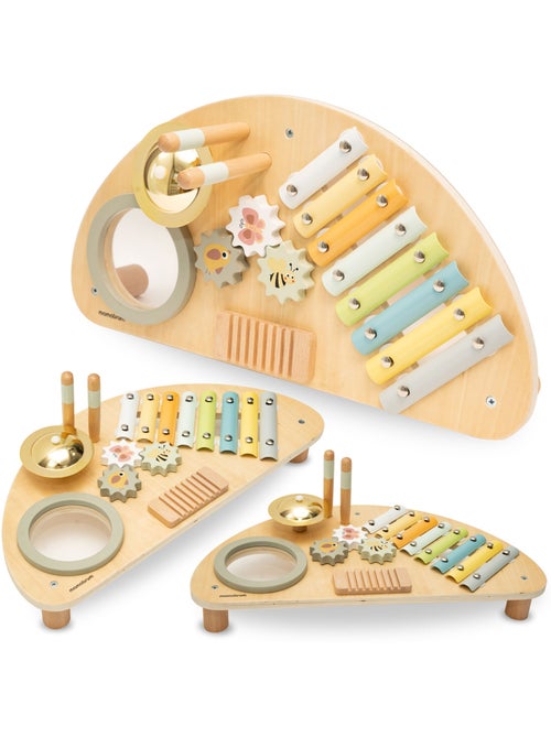 Centro musical de madeira para crianças com instrumentos e atividades educativas - Kiabi