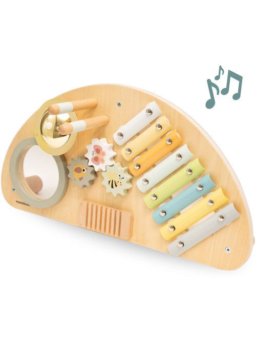 Centro musical de madeira para crianças com instrumentos e atividades educativas - Kiabi