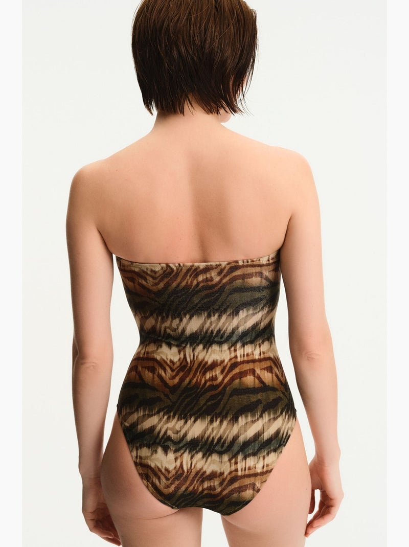 Cesira fato de banho cai-cai com padrão zebra e brilho penti Bege natural - Kiabi