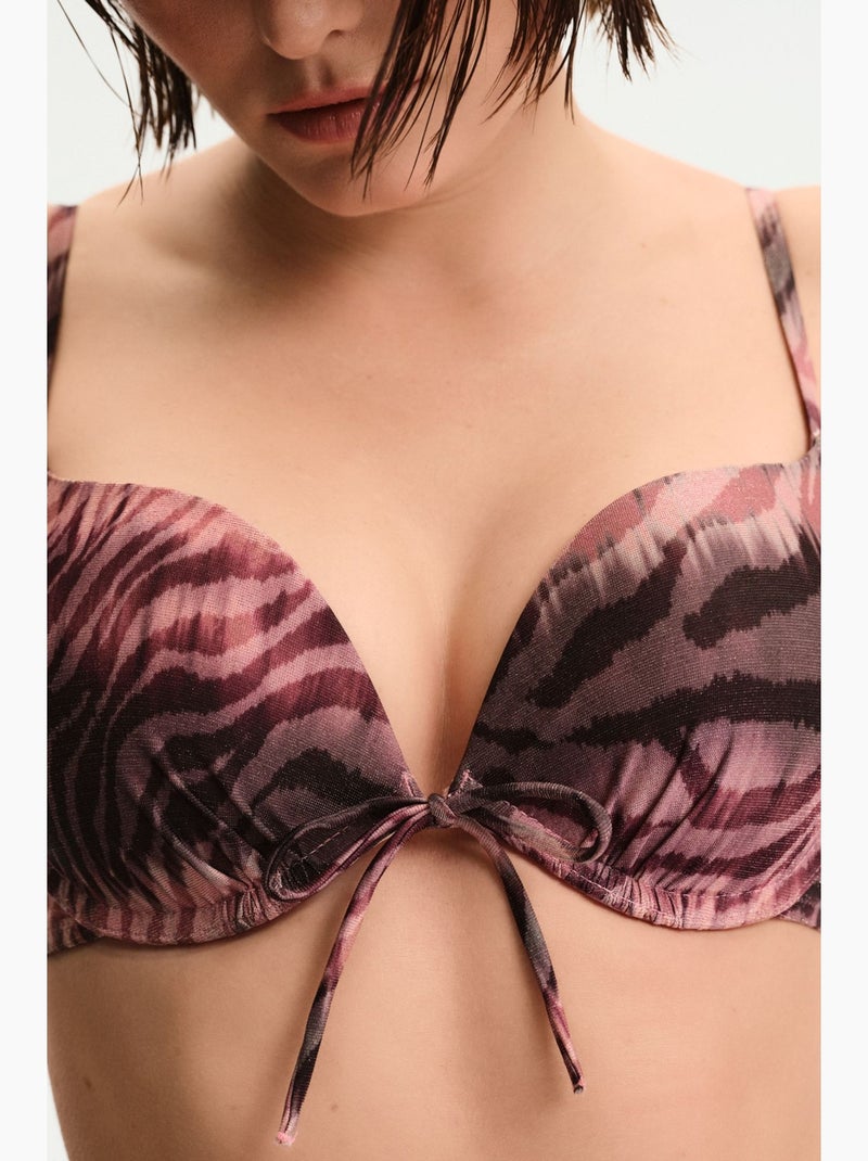 Cesira lol top de biquíni com padrão zebra e fio brilhante penti Preto Rosa - Kiabi