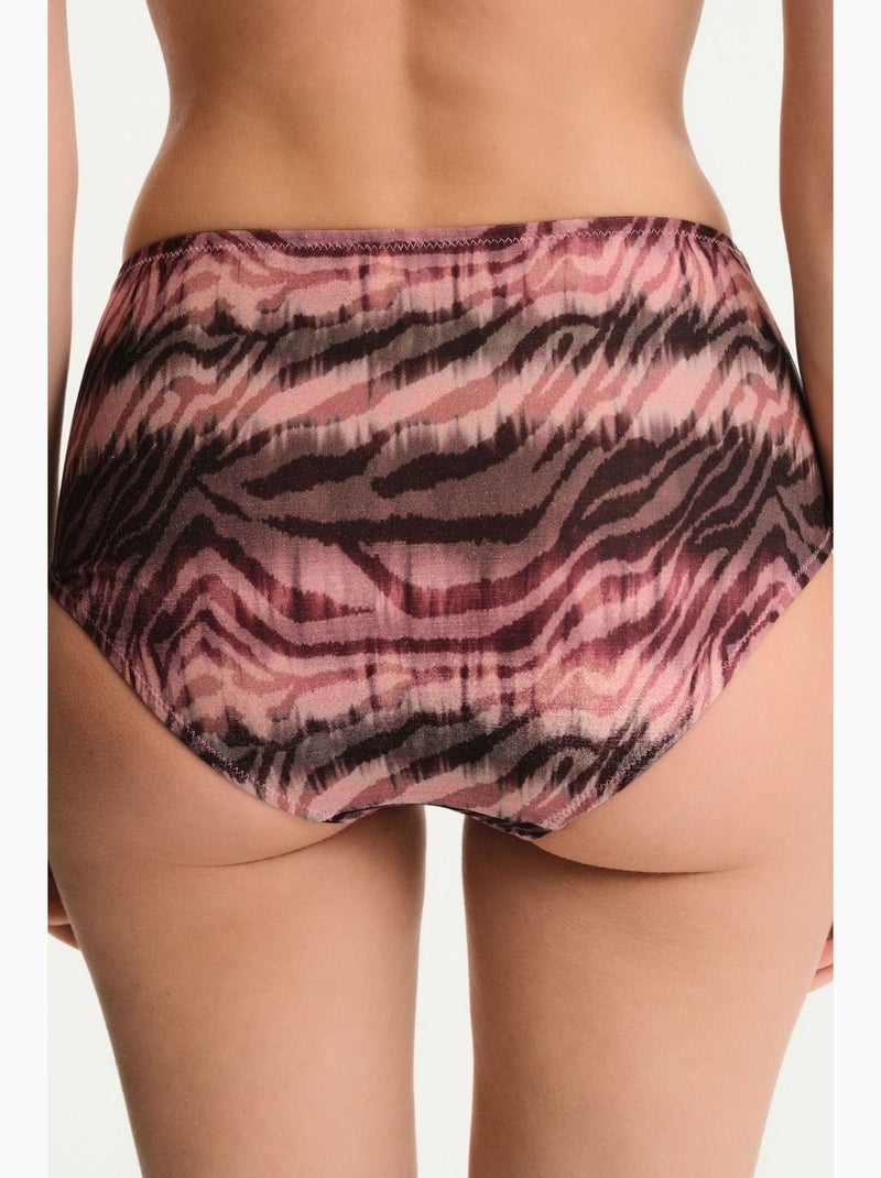Cesira parte de baixo de biquíni com franzido, fecho, estampa zebra e brilho, cintura média penti Preto Rosa - Kiabi