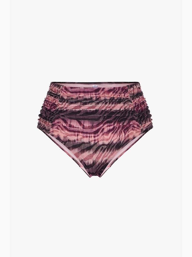Cesira parte de baixo de biquíni com franzido, fecho, estampa zebra e brilho, cintura média penti Preto Rosa - Kiabi