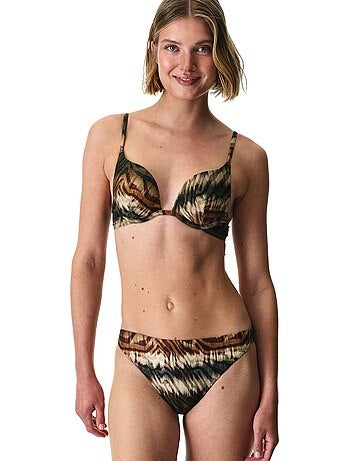 Cesira top de biquíni push-up intenso com estampa zebra e brilho penti