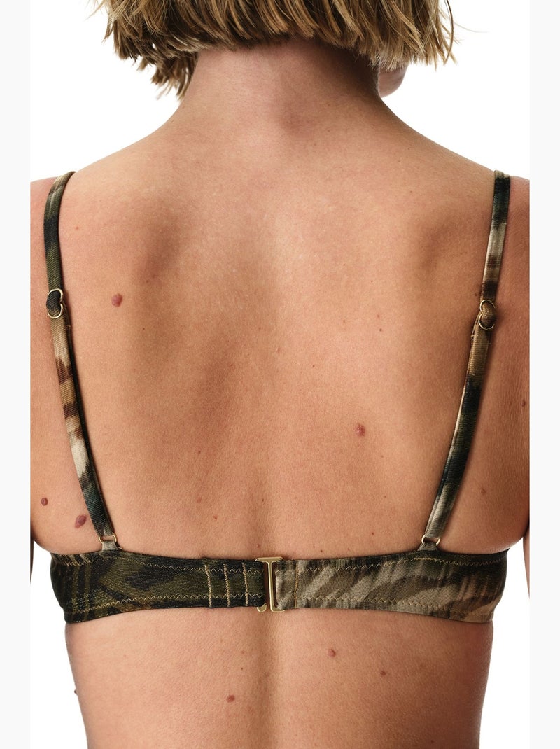 Cesira top de biquíni push-up intenso com estampa zebra e brilho penti Cáqui - Kiabi