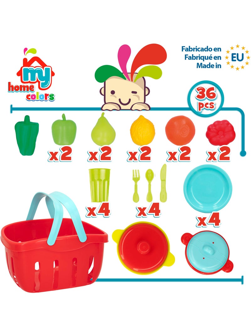 Cesta de comida e utensílios de cozinha 36 peças my home colors N/D - Kiabi