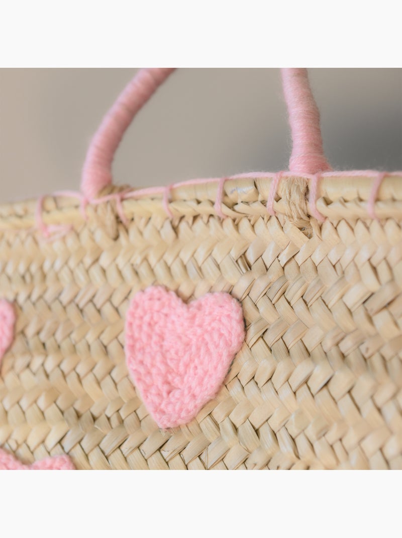Cesto corações bordados Rosa - Kiabi