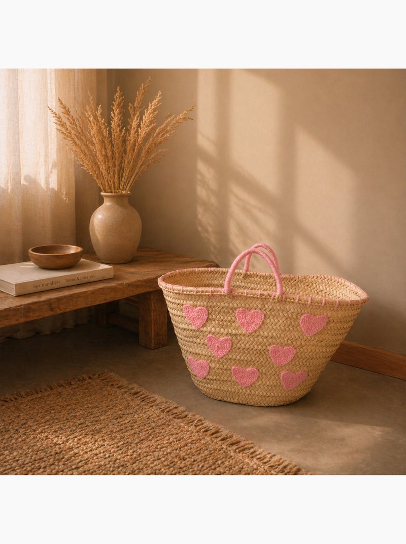 Cesto corações bordados Rosa - Kiabi