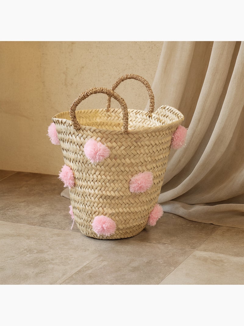 Cesto de arrumação com borlas Rosa - Kiabi