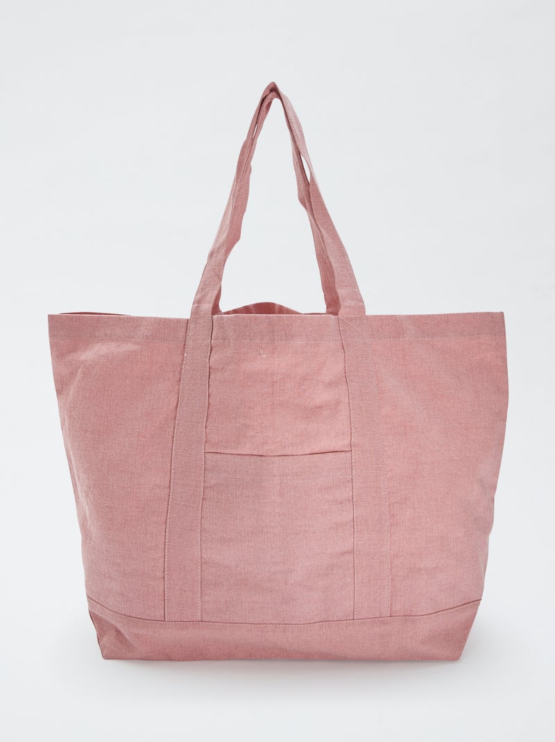 Cesto de praia extra largo em algodão ROSA - Kiabi