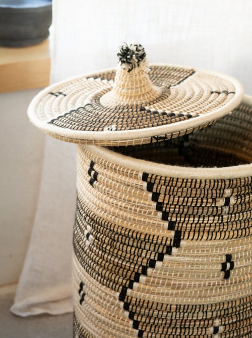 Cesto para roupa suja com motivos étnicos em fibras naturais - Kiabi Cesto para roupa suja com motivos étnicos em fibras naturais - Kiabi