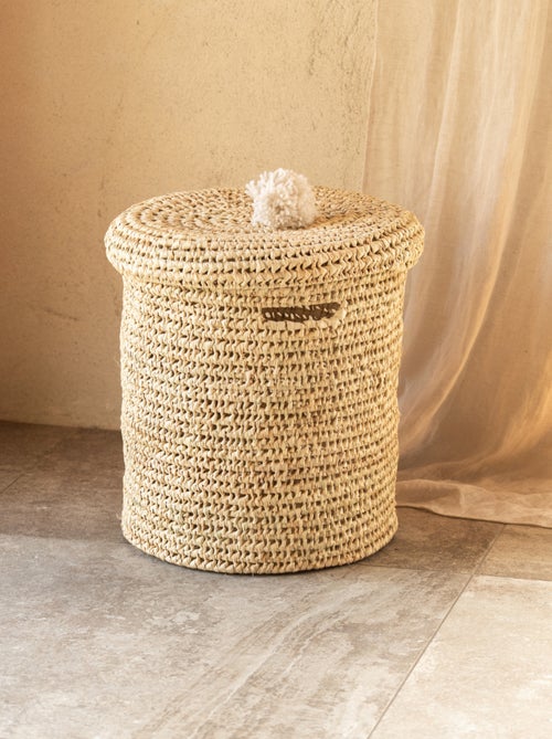 Cesto para roupa suja com tampa de pompom - Kiabi Cesto para roupa suja com tampa de pompom - Kiabi