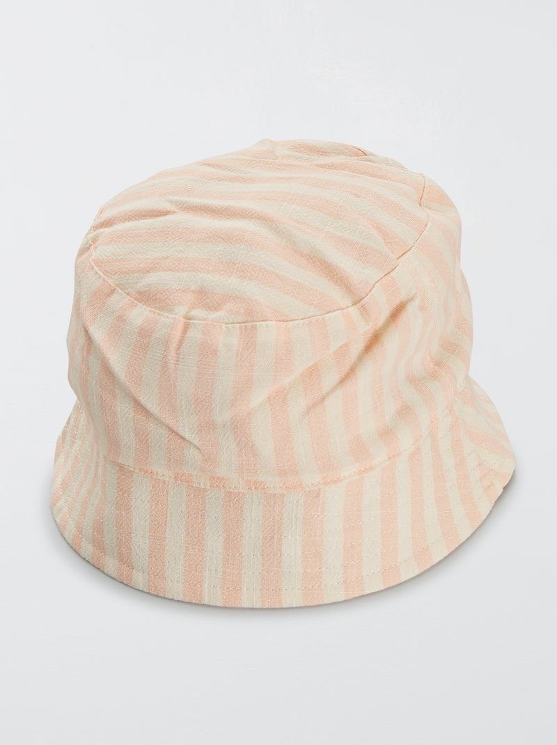 Chapéu às riscas em linho Listrado Rosa - Kiabi