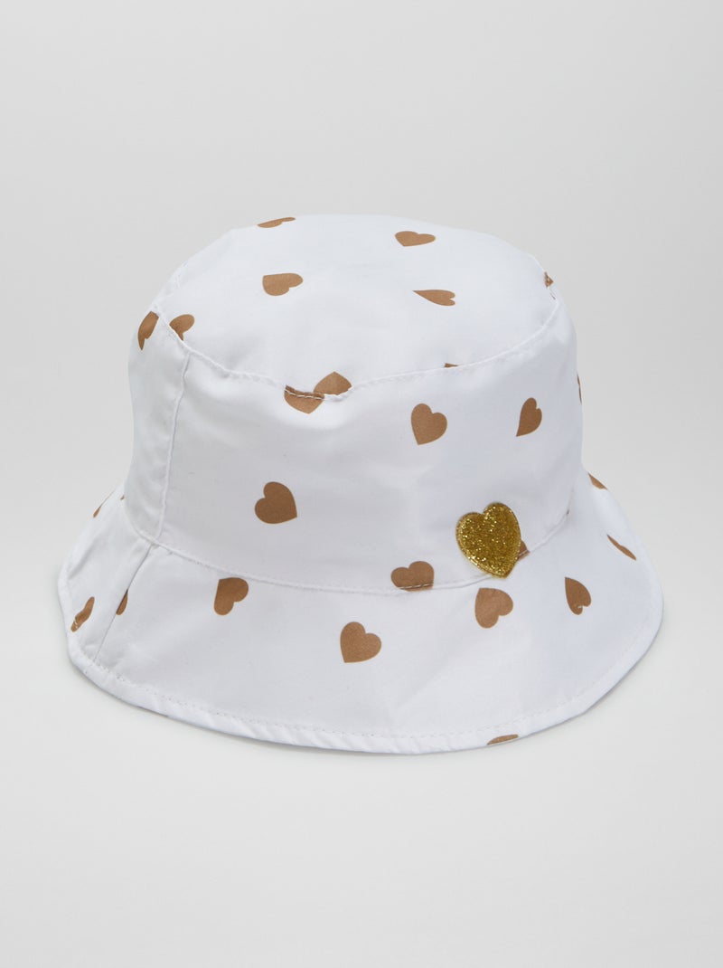 Chapéu branco com corações Branco - Kiabi