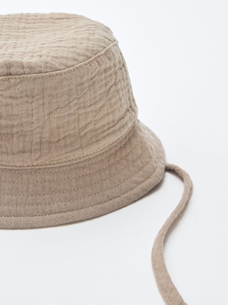 Chapéu Bucket em gaze de algodão Castanho - Kiabi