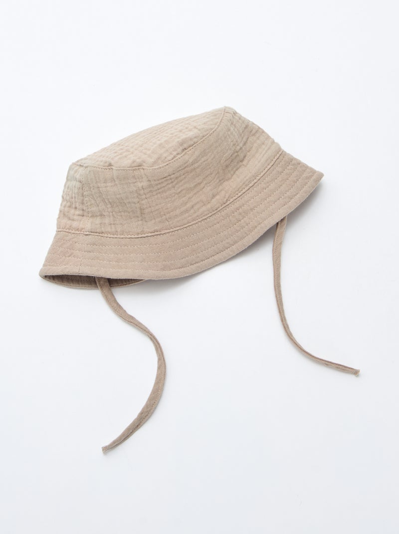 Chapéu Bucket em gaze de algodão Castanho - Kiabi