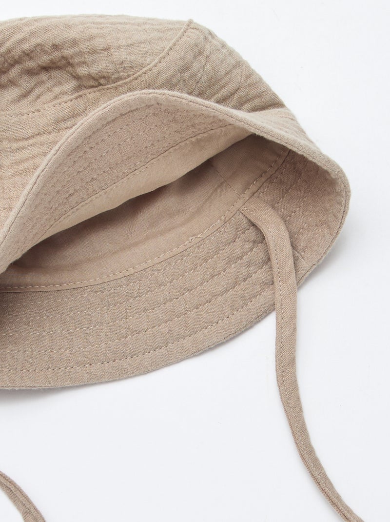 Chapéu Bucket em gaze de algodão Castanho - Kiabi