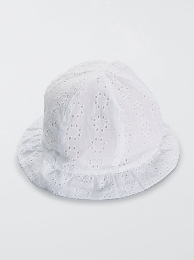 Chapéu com bordado inglês Branco - Kiabi