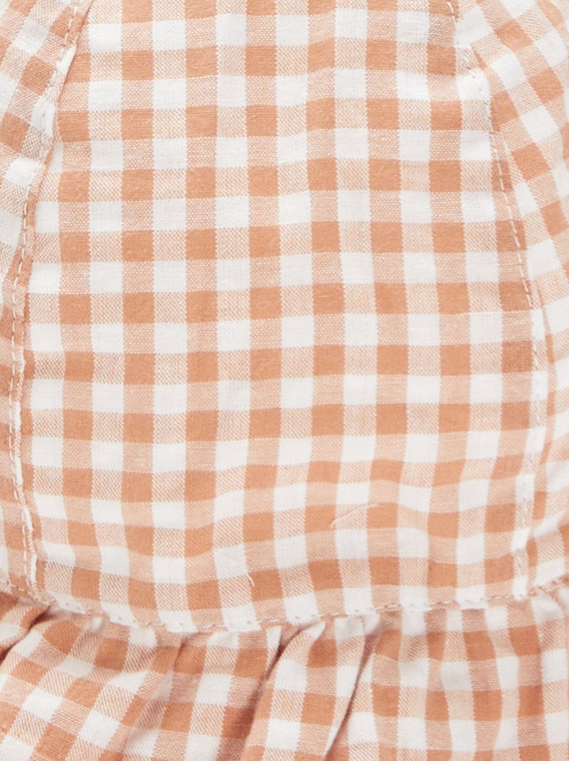 Chapéu com folhos com estampado vichy BEGE - Kiabi
