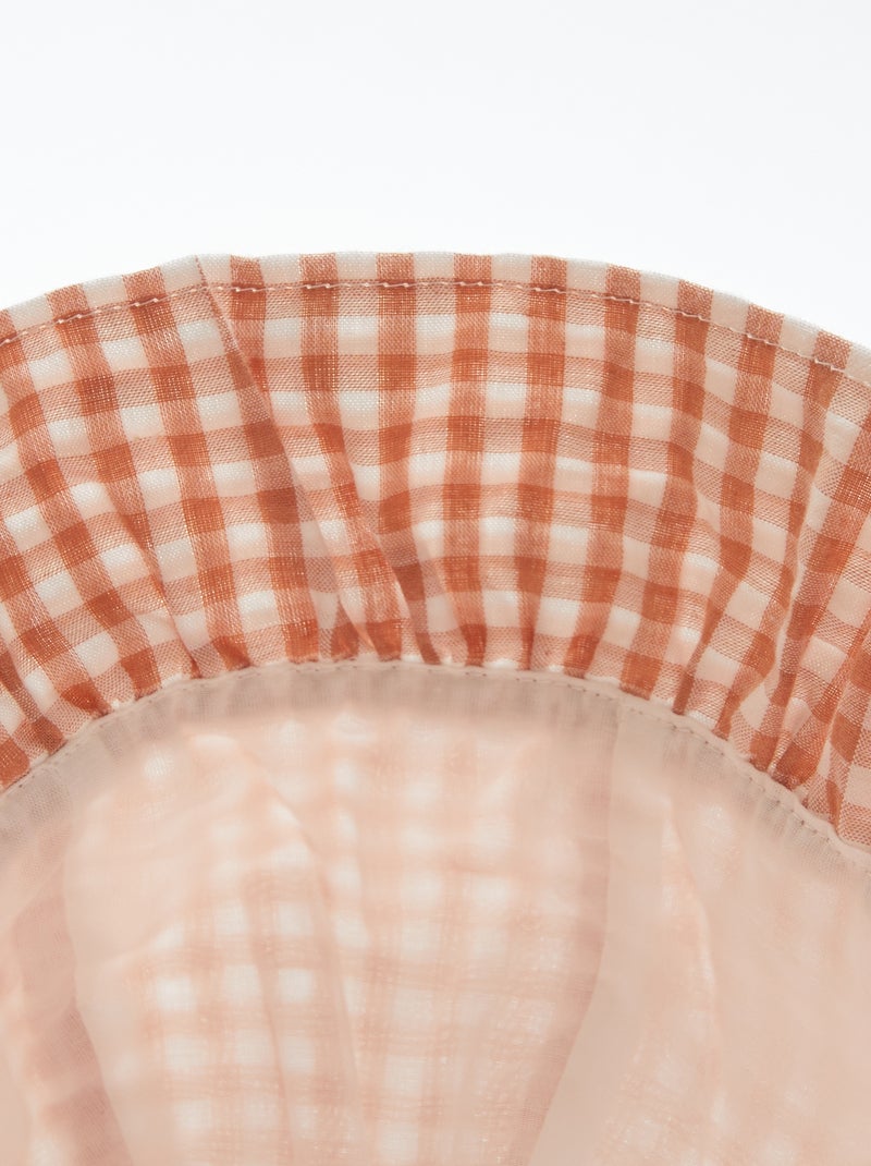 Chapéu com folhos com estampado vichy BEGE - Kiabi