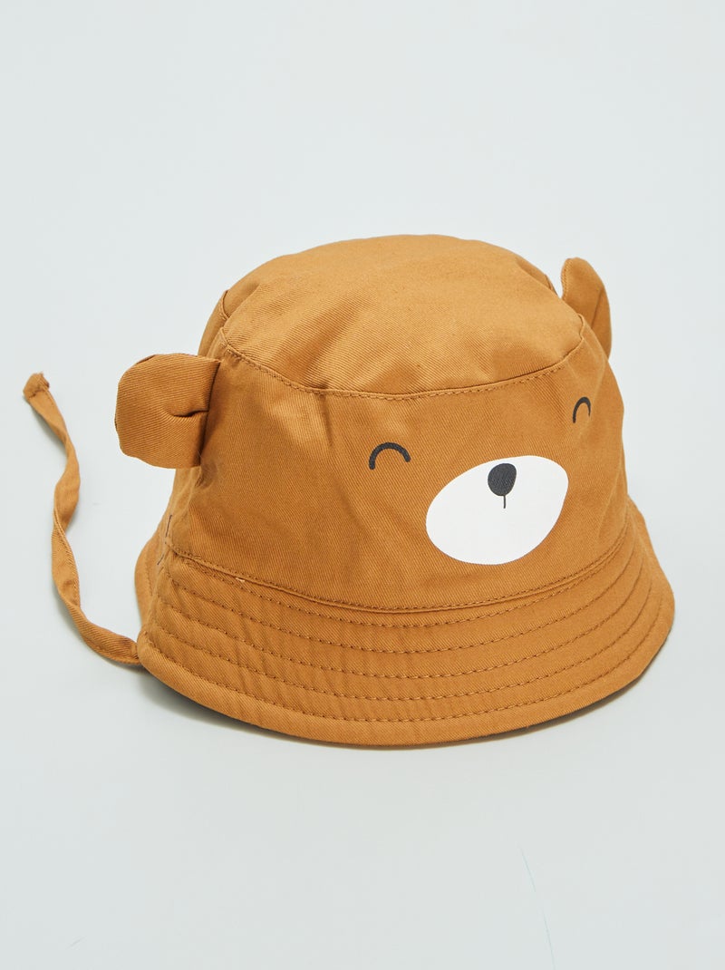 Chapéu de atar com estampado urso CASTANHO - Kiabi