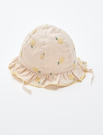 Chapéu de balde com folhos e limões bordados
