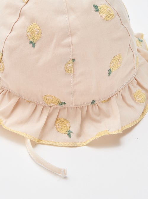 Chapéu de balde com folhos e limões bordados - Kiabi