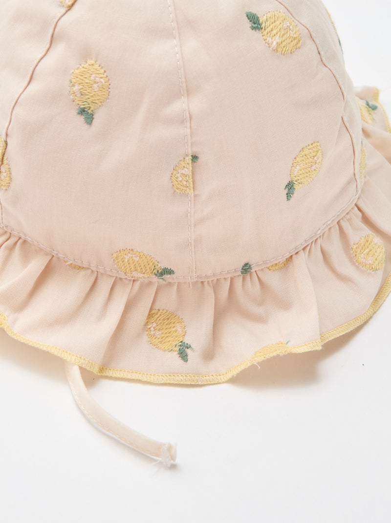 Chapéu de balde com folhos e limões bordados Amarelo - Kiabi