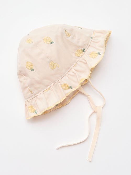 Chapéu de balde com folhos e limões bordados - Kiabi