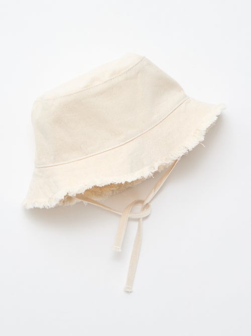 Chapéu de balde com franjas e laços, liso, em algodão - Kiabi