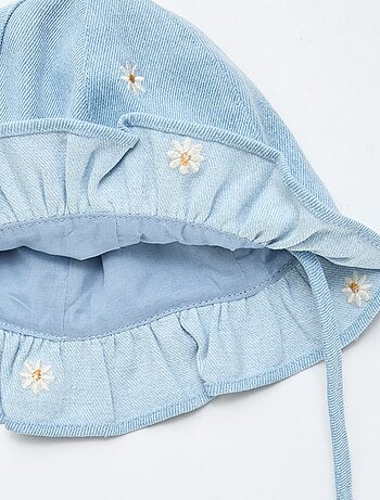 Chapéu de Balde em Ganga Bordado com Flores