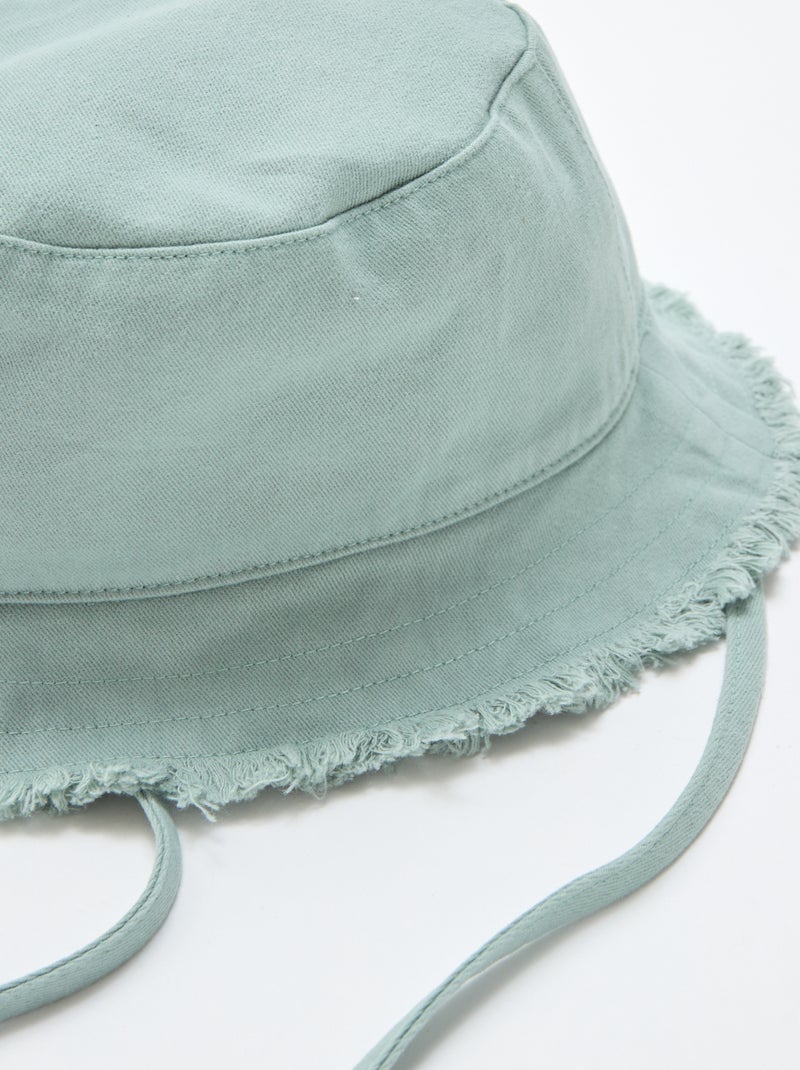 Chapéu de balde liso com franjas e atilhos de algodão Verde - Kiabi