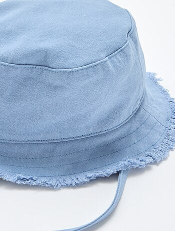 Chapéu de balde liso de algodão com franjas e atacadores