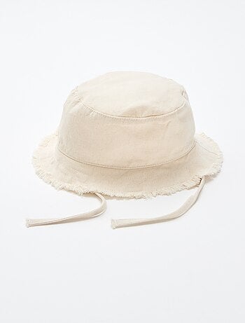 Chapéu de balde liso de algodão com franjas e atacadores
