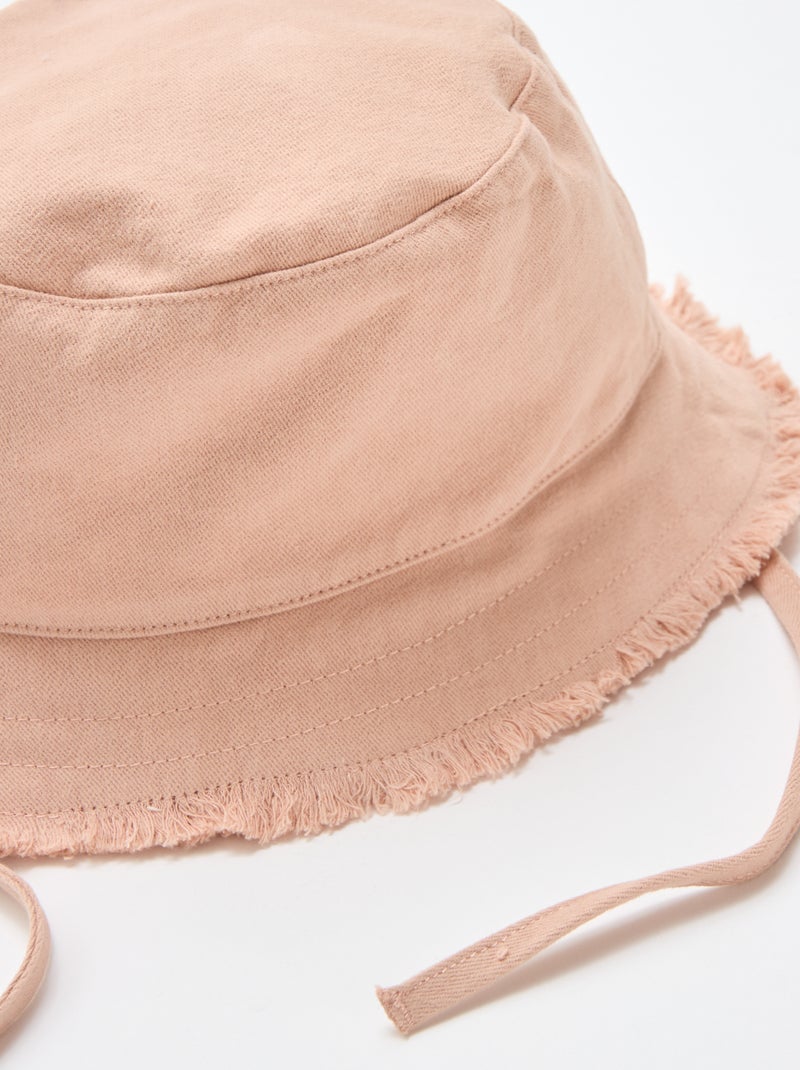 Chapéu de balde liso de algodão com franjas e atacadores Rosa - Kiabi