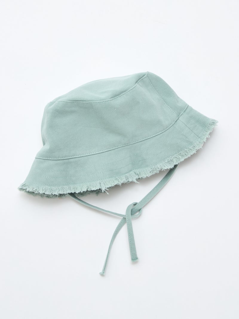 Chapéu de balde liso de algodão com franjas e atacadores Verde - Kiabi