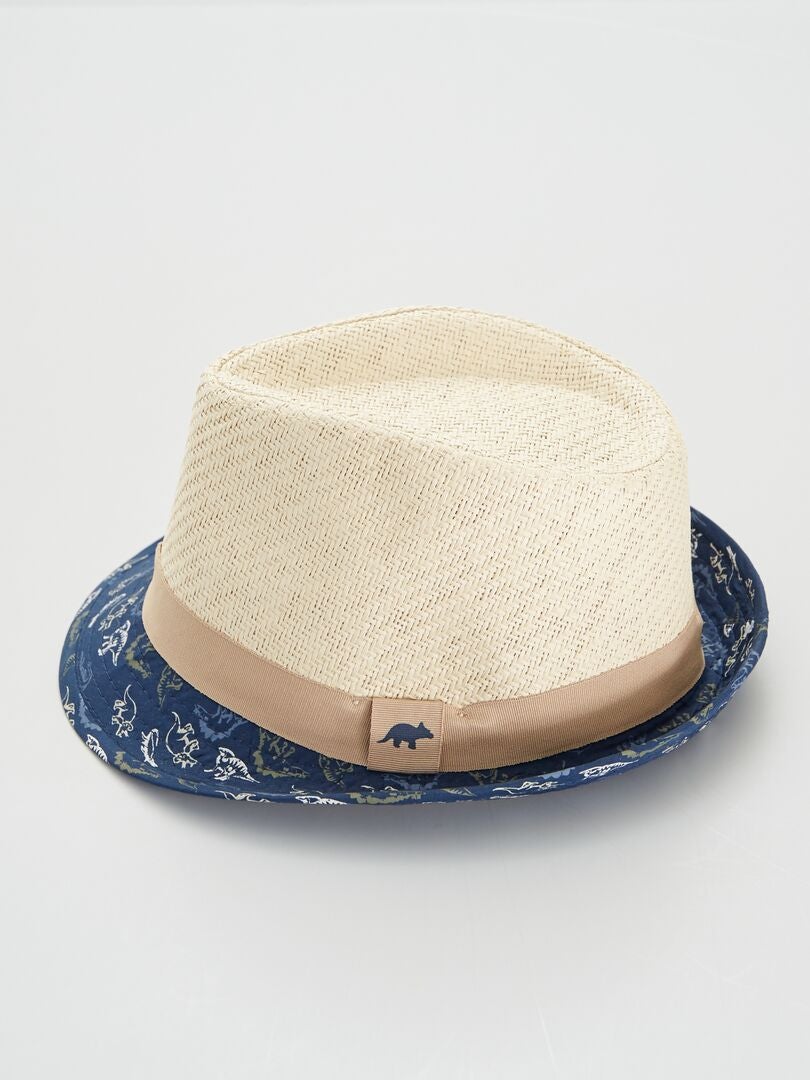 Chapéu de palha bicolor 'Dinossauro' AZUL - Kiabi