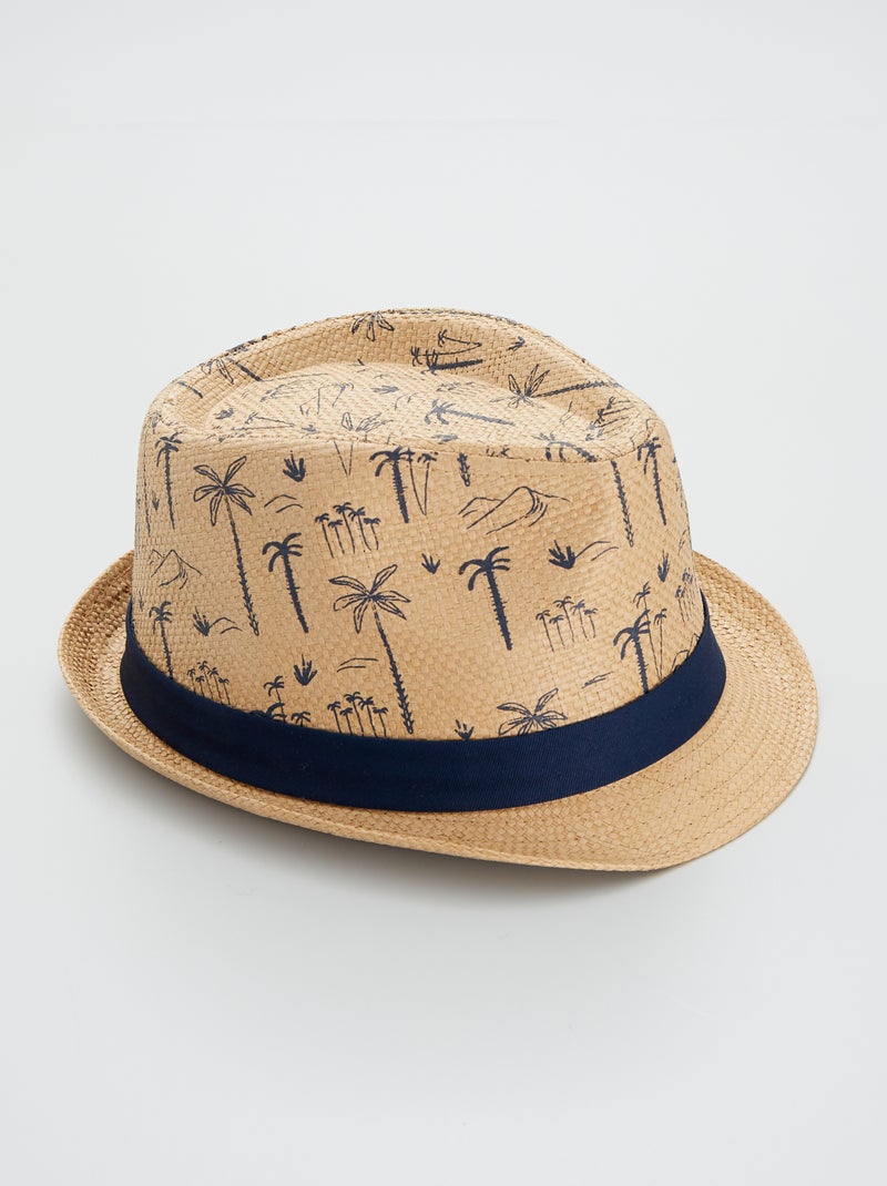 Chapéu de palha com estampado 'tropical' BEGE - Kiabi