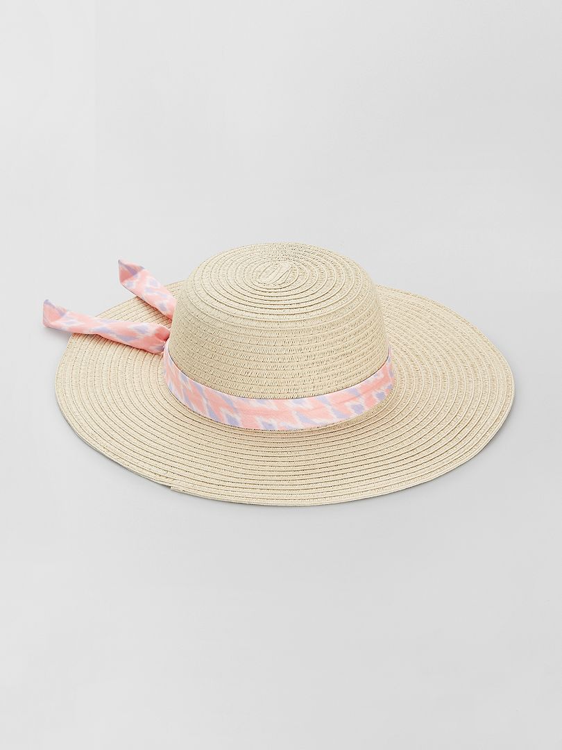 Chapéu de palha com faixa de fantasia Rosa - Kiabi