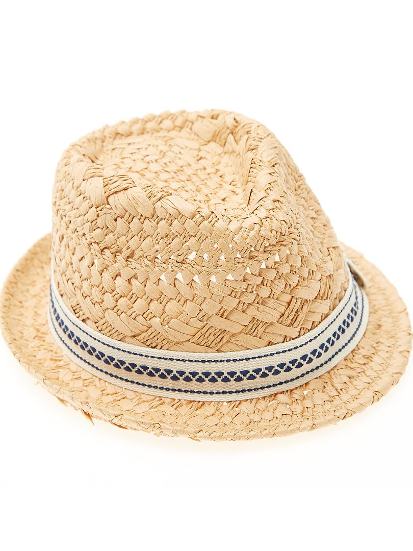 Chapéu de palha com forma borsalino - Kiabi