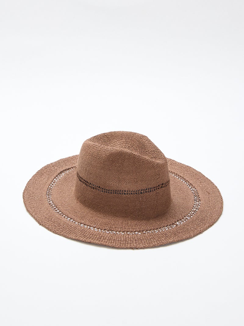 Chapéu de palha estilo Borsalino Castanho - Kiabi
