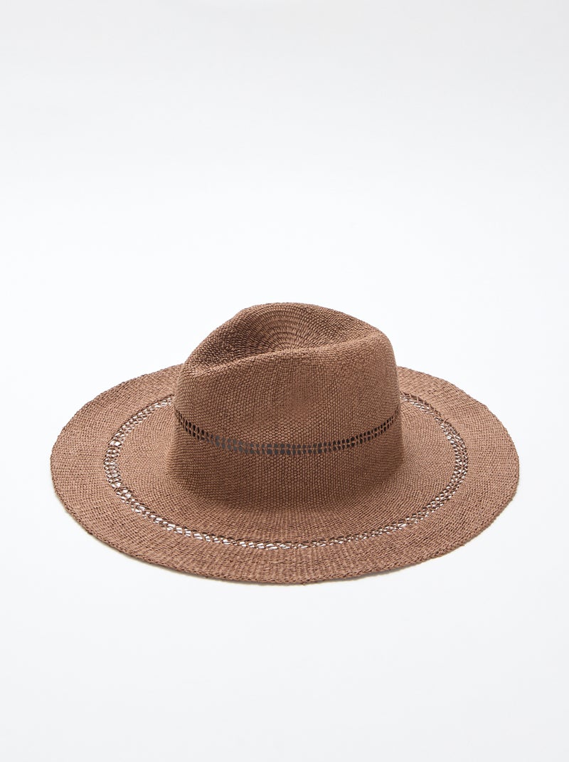 Chapéu de palha estilo Borsalino Castanho - Kiabi